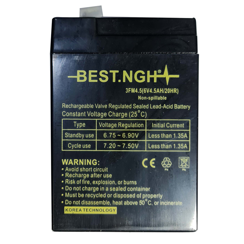 باتری سیلد اسید 6 ولت 4.5 آمپر ساعت بست ان جی اچ مدل Korea-Technology باتری سیلد اسید 6 ولت 4.5 آمپر ساعت بست ان جی اچ مدل Korea-Technology