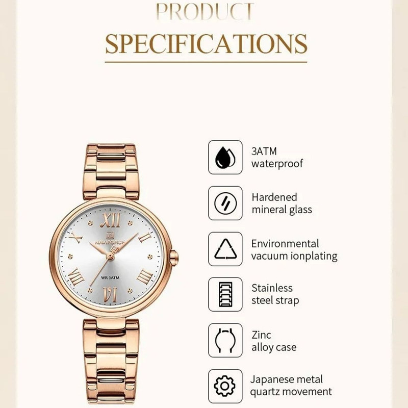 ساعت مچی عقربه ای زنانه نیوی فورس مدل NF5030یونانی