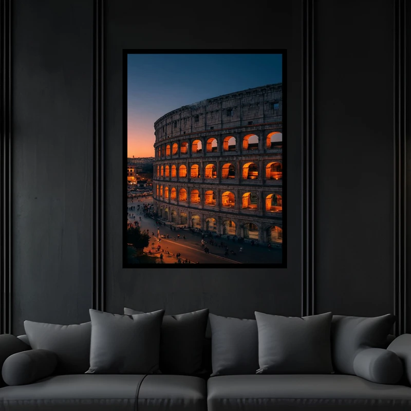 تابلو بکلیت طرح باستانی تاریخی ایتالیا رم مدل B-bu6470 فریم مشکی