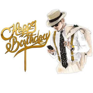 تاپر تزیین کیک مدل مردانه کد m9 مجموعه 2 عددی