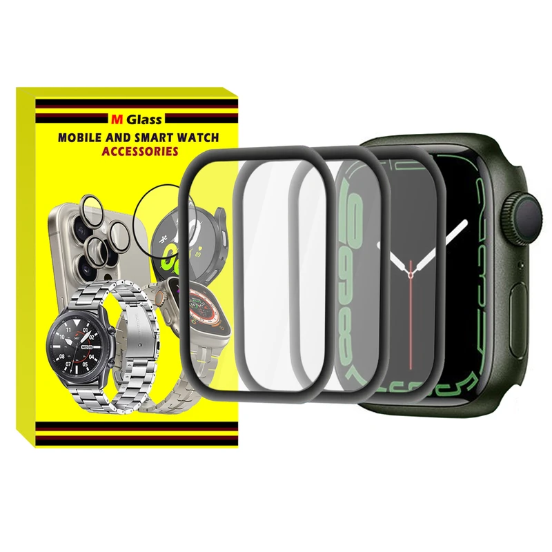 محافظ صفحه نمایش ام‌گلس مدل Film Protector MG مناسب برای اپل واچ سری 7 سایز 41 میلی متری بسته سه عددی