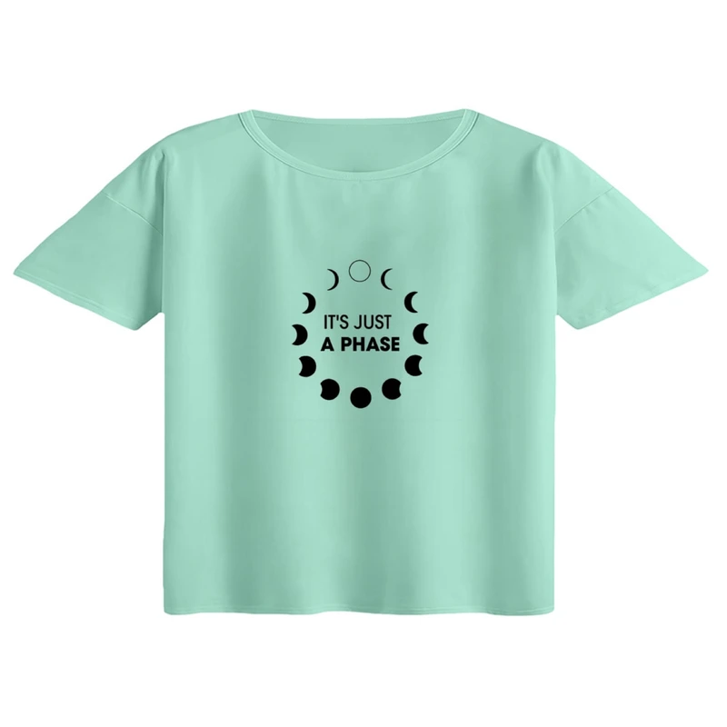 کراپ تی‌شرت آستین کوتاه زنانه مدل فاز ماه