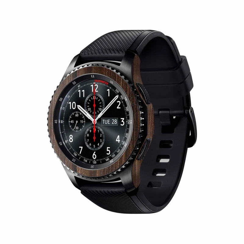 برچسب ماهوت طرح Dark-Walnut-Wood مناسب برای ساعت هوشمند سامسونگ Galaxy Gear S3 Frontier