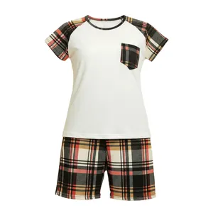 ست تی شرت و شلوارک راحتی زنانه مدل جیب دار کد Ia0152-1