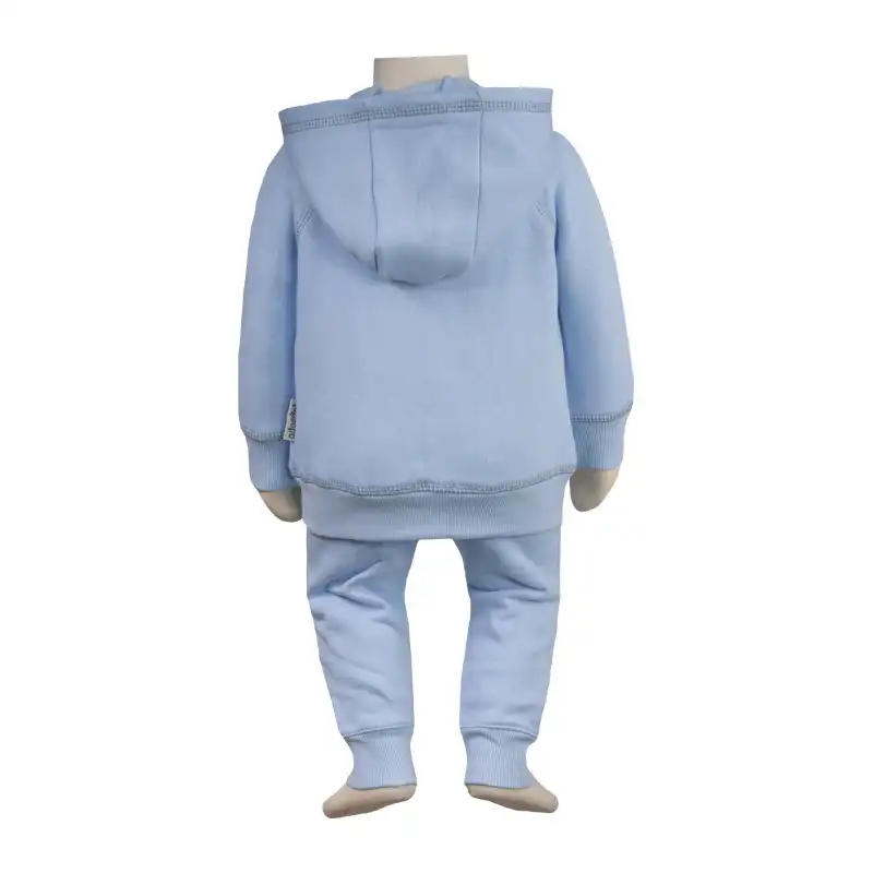 ست سویشرت و شلوار نوزادی آدمک مدل زیپ دار کد 265800 رنگ آبی روشن