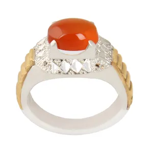 انگشتر نقره مردانه بازرگانی میلادی مدل  عقیق یمن رکاب آبکاری کد AM_2414