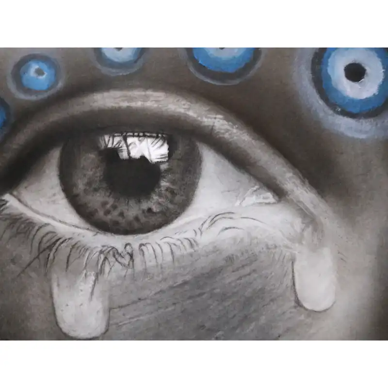 تابلو نقاشی سیاه قلم طرح چشم نظر