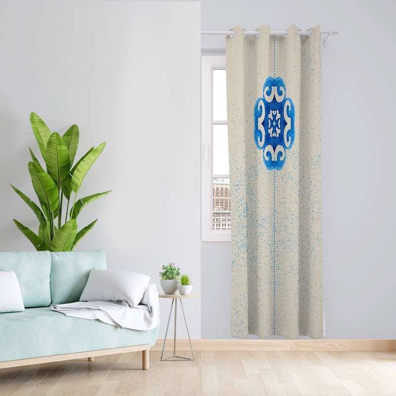 پرده طرح سنتی مدل مخمل پانچی کد 1861 H سایز 140x280 سانتی متر