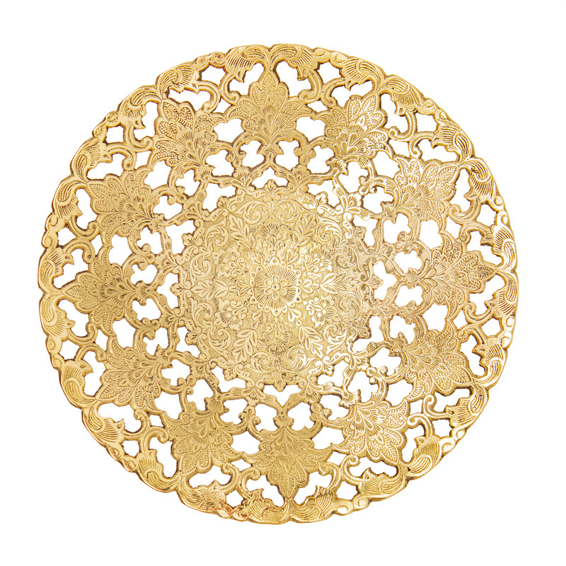 میوه خوری برنجی مدل قلم زنی توری پایه دار کد 52828