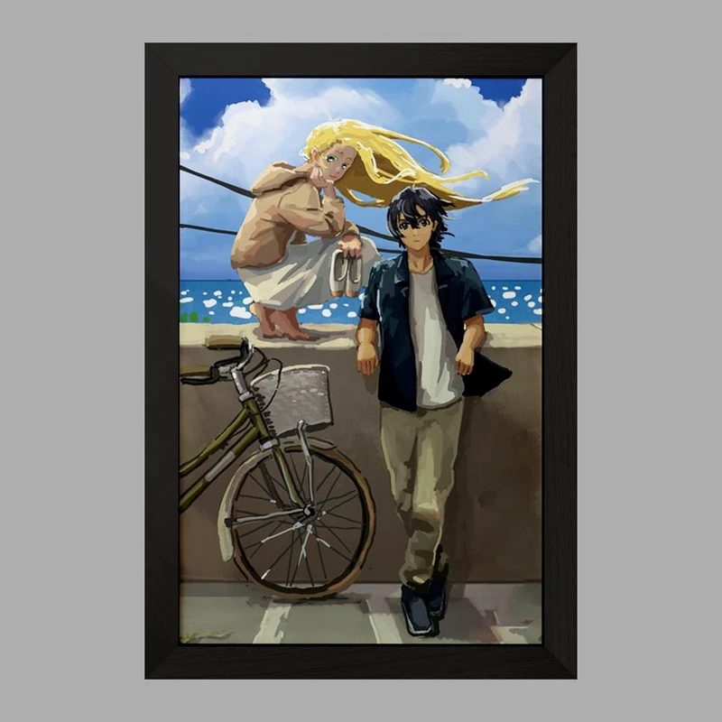 تابلو خندالو مدل شینپی و اوشینو انیمه سامر تایم رندرینگ SUMMER TIME RENDERING  کد 22295