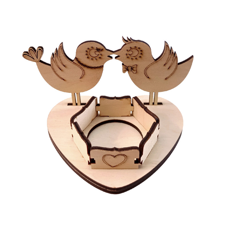 جا شمعی چوبی مدل love birds
