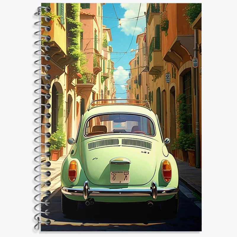 دفتر زبان 50 برگ خندالو مدل دو خط طرح ماشین فولکس کد N2123