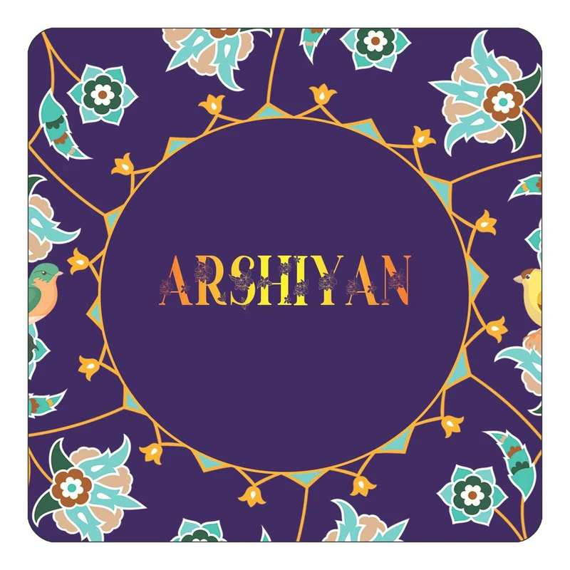 مگنت کاکتی طرح اسم عرشیان arshiyan مدل گل و بلبل کد mg11651