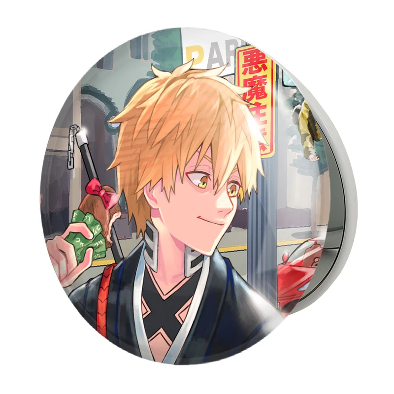 آینه جیبی خندالو طرح دنجی انیمه مرد اره ای Chainsaw Man مدل تاشو کد 22303 