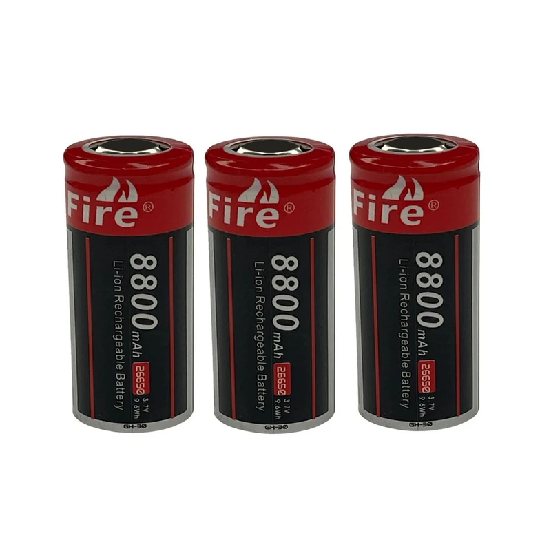 باتری لیتیومی قابل شارژ کولیت فایر مدل 26650 کد 3.7v ظرفیت 8800 میلی آمپرساعت بسته 3 عددی