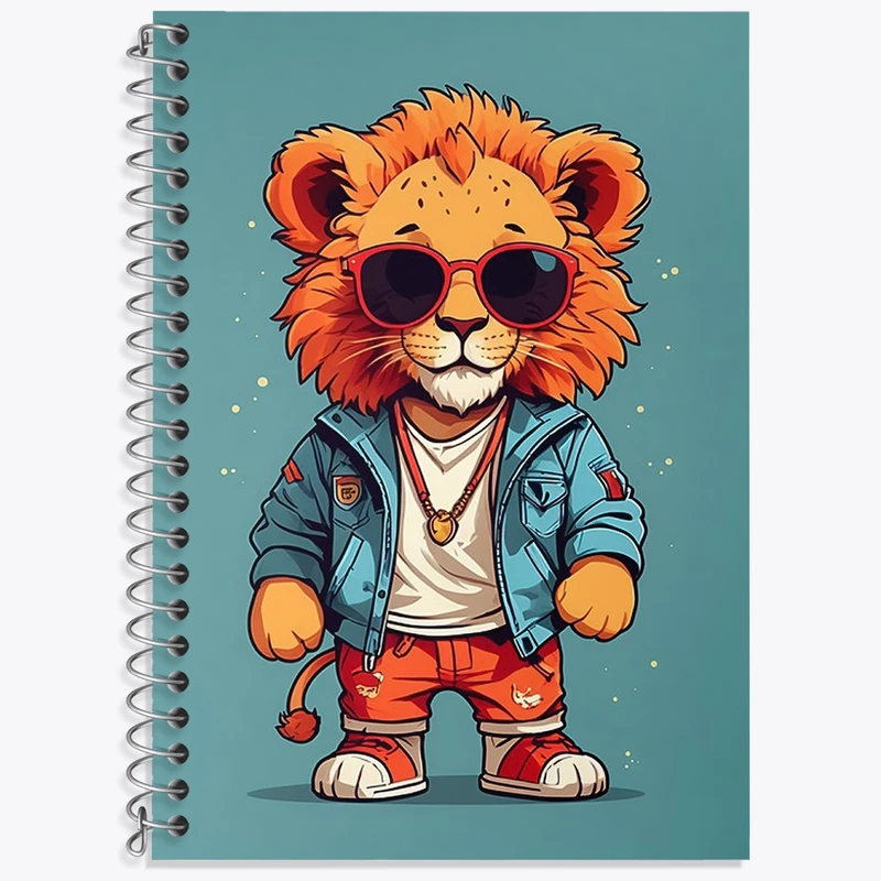 دفتر زبان 50 برگ خندالو مدل سه خط طرح شیر بامزه کد F2873