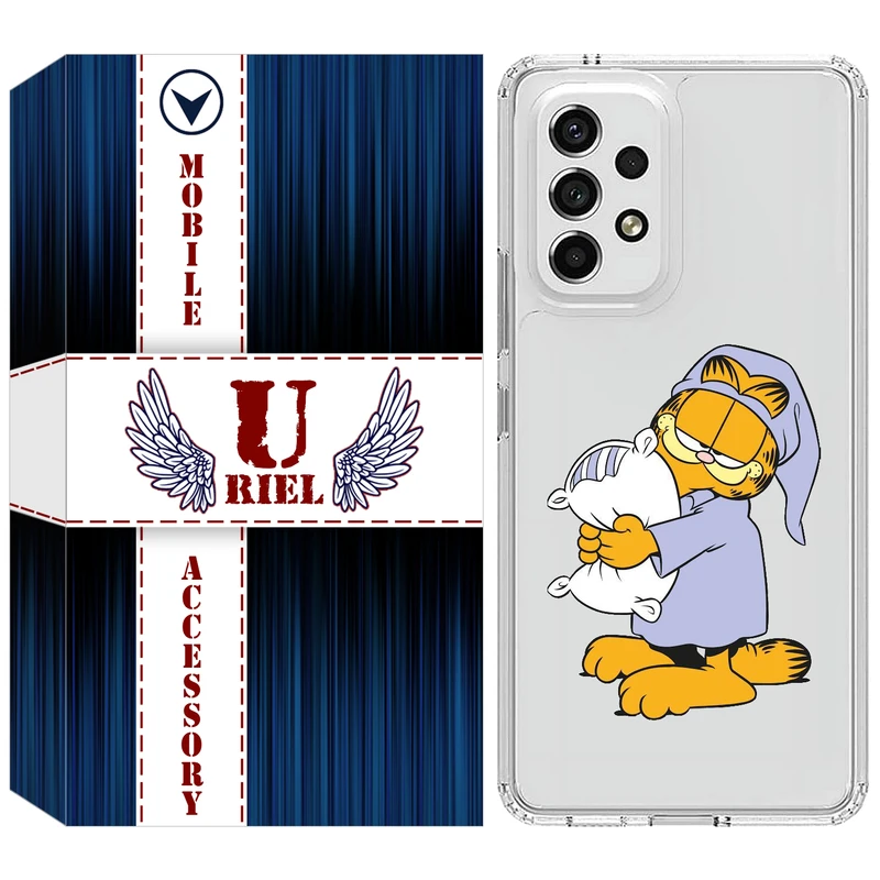 کاور یوریل قاب مدل Clear کد 73 طرح گارفیلد خوابالو مناسب برای گوشی موبایل سامسونگ Galaxy A32 5G / M32 5G