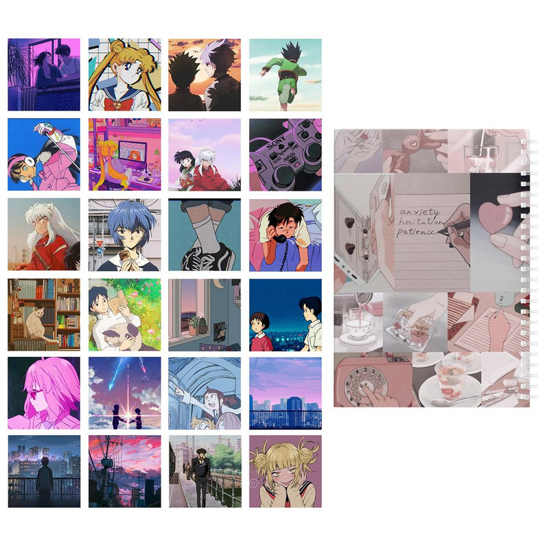 دفتر نقاشی 50 برگ باژیکان طرح انیمه پنتون 90s کد 20100989 به همراه فتوکارت مجموعه 24 عددی