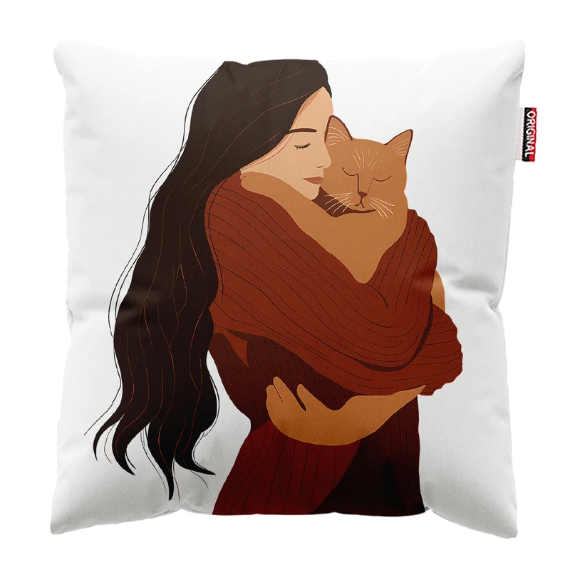 کوسن پاد آفرین مدل گربه کیوت بامزه فانتزی کد PK401658 سایز 40*40 سانتی متر