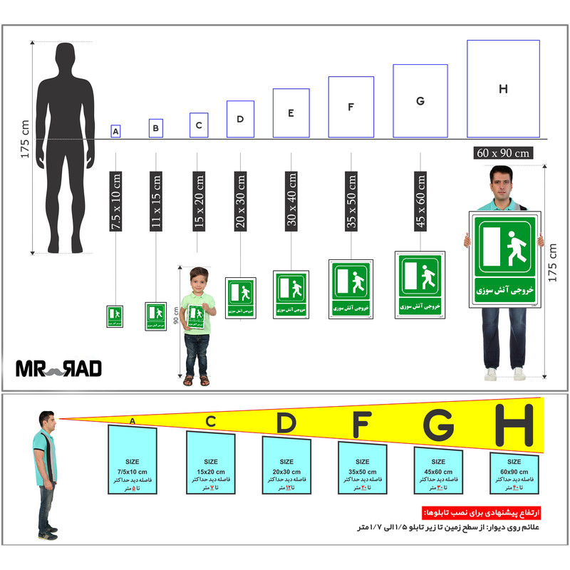 برچسب ایمنی مستر راد طرح خروجی آتش سوزی مدل HSE-OSHA-069