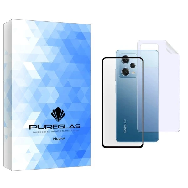 محافظ صفحه نمایش شیشه ای پیور گلس مدل NueGlas مناسب برای گوشی موبایل شیائومی Redmi Note 12 Pro Plus  به همراه محافظ پشت گوشی