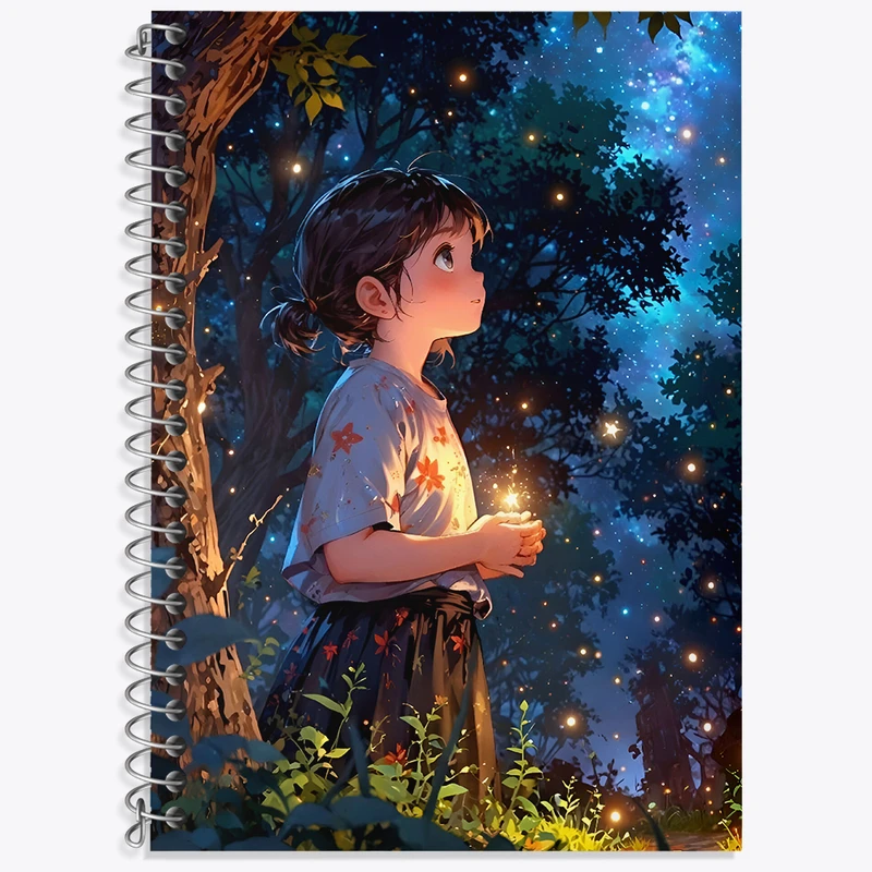 دفتر زبان 50 برگ خندالو مدل سه خط طرح دختر انیمه ای کد N5160