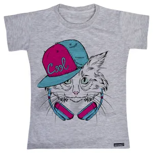 تی شرت آستین کوتاه دخترانه 27 مدل Fashion Cat کد MH825