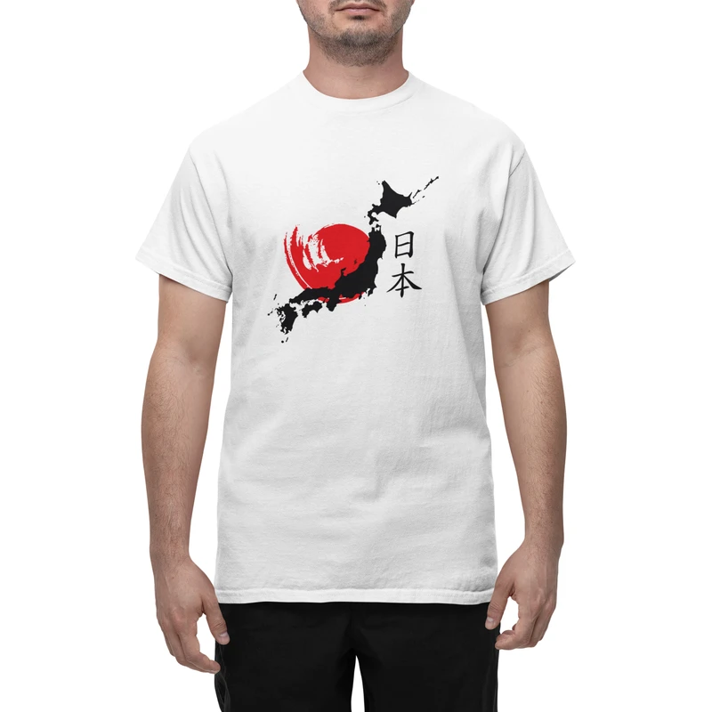 تی‌شرت آستین کوتاه مردانه طرح ژاپنی رنگ سفید