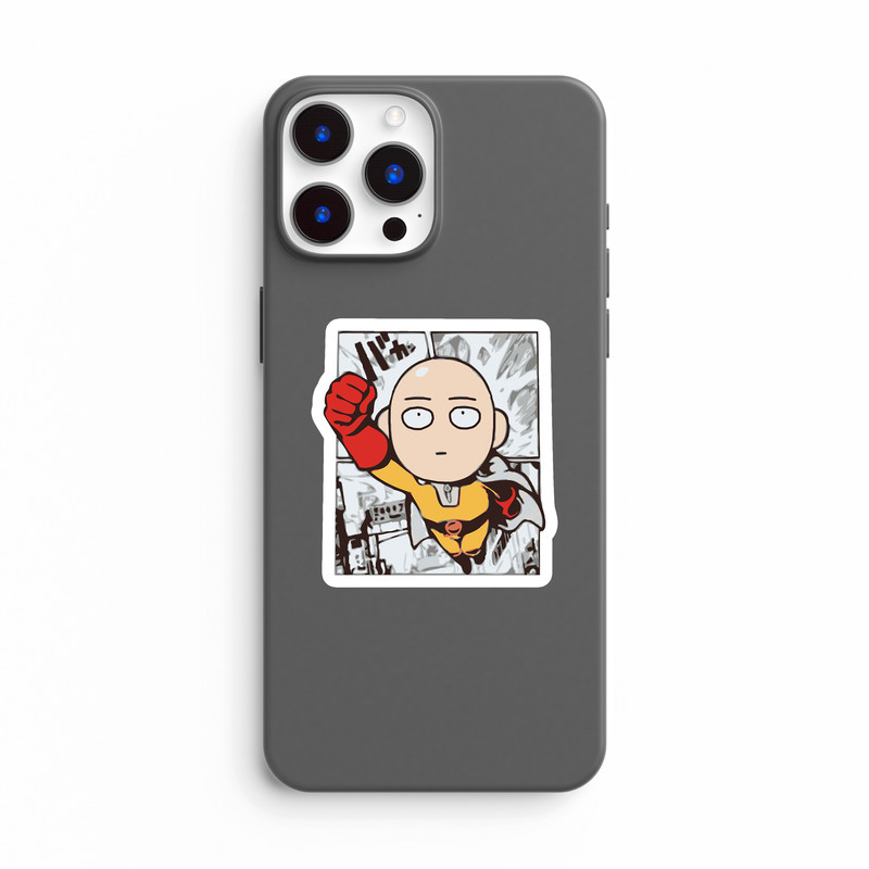 استیکر لپ تاپ و موبایل بووم طرح انیمه One Punch Man مدل Saitama کد SM25