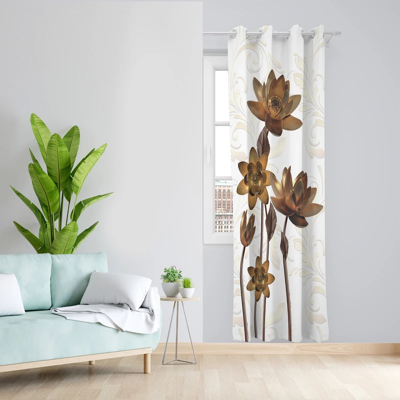 پرده طرح گل مدل مخمل پانچی کد 4181 z سایز 140x200 سانتی متر