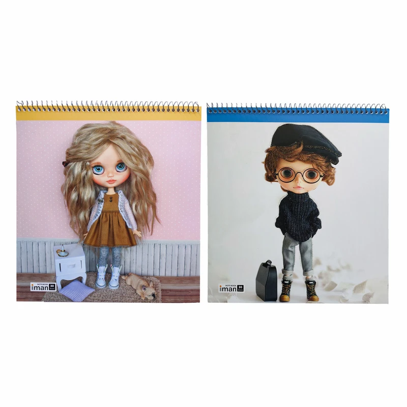 دفتر نقاشی 30 برگ ایمان مدل فانتزی طرح عروسکی کد 9016 بسته 2 عددی