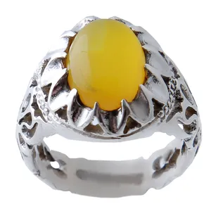 انگشتر نقره مردانه بازرگانی میلادی  مدل عقیق شرف الشمس رکاب دستساز کد AM_986