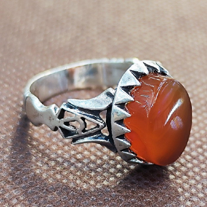 انگشتر نقره مردانه نقره جات بافندگان مدل سنگ عقیق یمانی کد 330