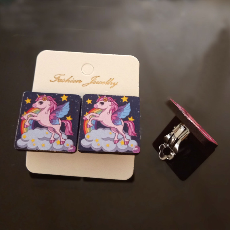 گوشواره دخترانه مدل یونیکورن ابر کد UNI-CLOUD-6147