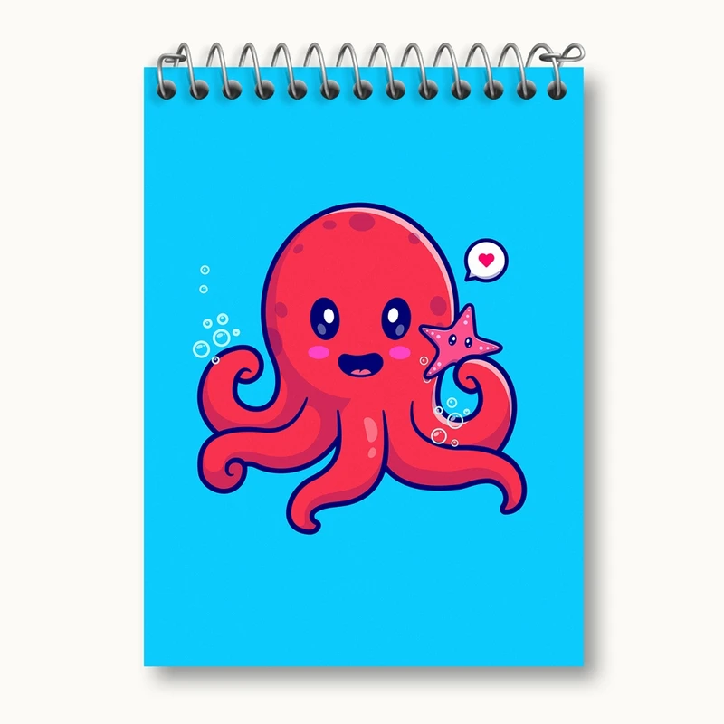 دفتر یادداشت 50 برگ خندالو مدل حیوانات بامزه هشت پا کد 29733