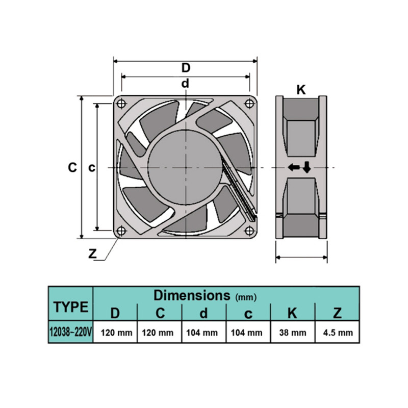 خنک کننده رک دتک مدل FP-12038-B