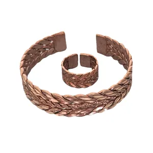 ست انگشتر و دستبند دست ساز زنانه مدل مسی کد S326