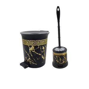 ست سطل زباله و فرچه مدل ماربل کد 05