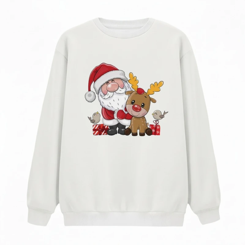 سویشرت زنانه مدل بابانوئل و گوزن کریسمس کد v2 