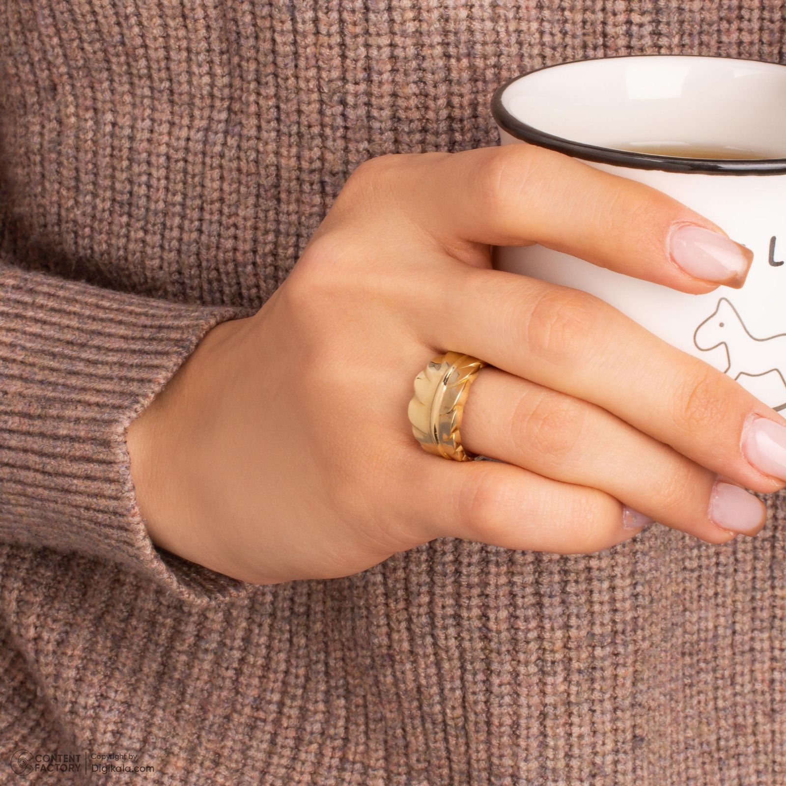 انگشتر طلا 18 عیار زنانه گلدم مدل R348001 سایز 53 -  - 2