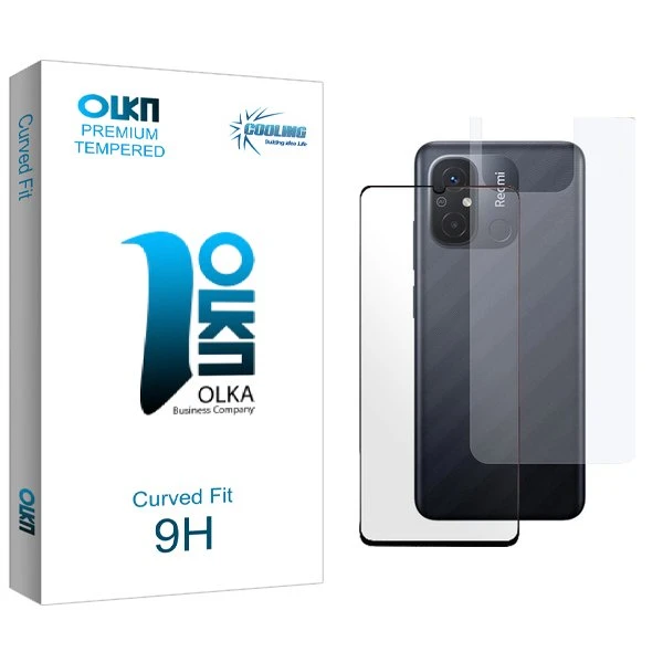 محافظ صفحه نمایش شیشه ای کولینگ مدل Olka مناسب برای گوشی موبایل شیائومی Redmi 12c  به همراه محافظ پشت گوشی