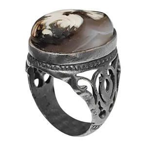 انگشتر نقره مردانه مدل عقیق سلیمانی حجرالمعالجات ASHM2214