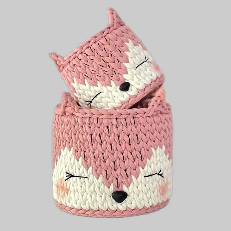 سبد قلاب بافی تریکو طرح روباه کد 01 مجموعه 2 عددی