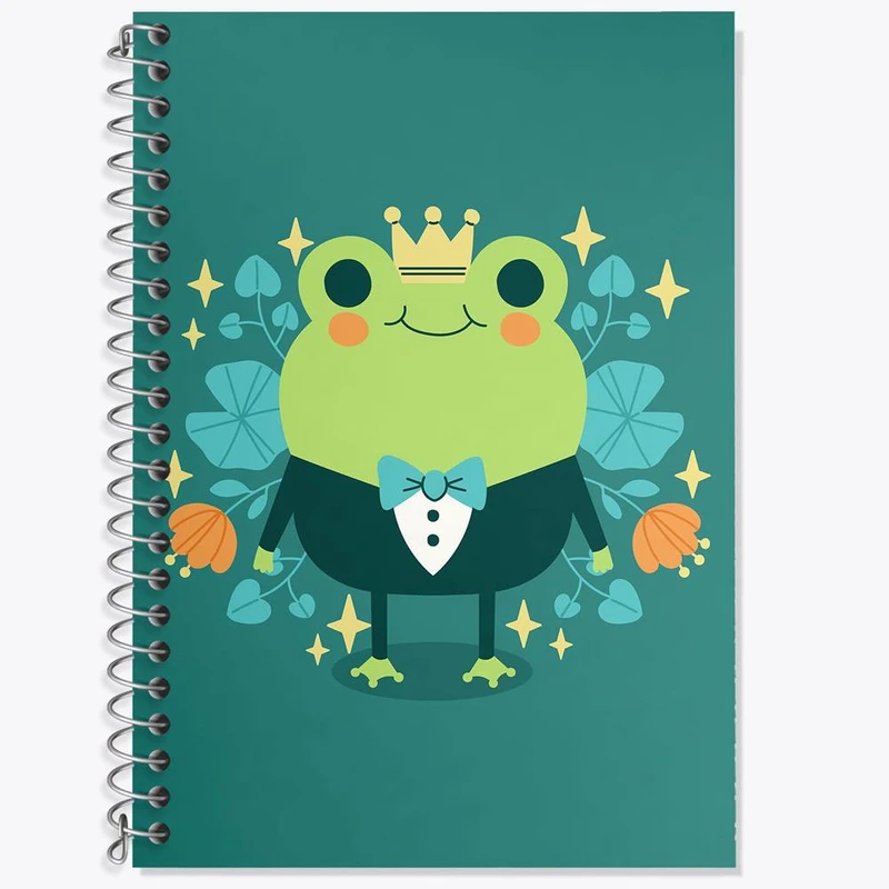 دفتر زبان 50 برگ خندالو مدل دو خط طرح قورباغه کد 29169