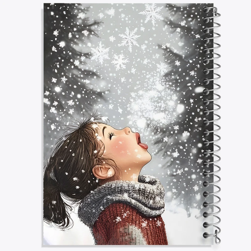 دفتر شطرنجی 50 برگ خندالو طرح دختر و برف کد F8285