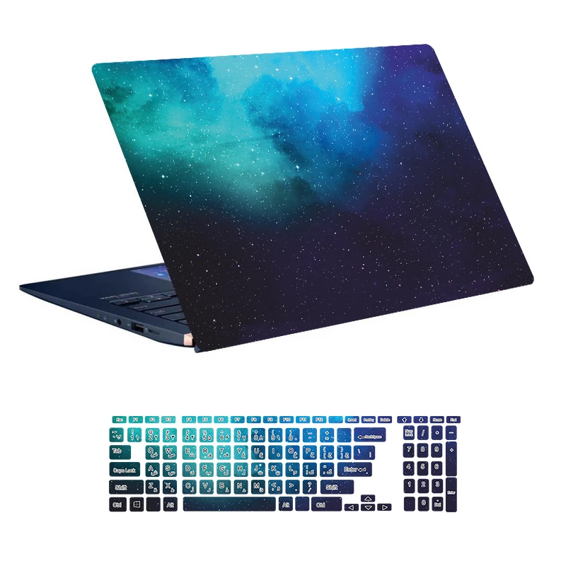 استیکر لپ تاپ توییجین و موییجین طرح Space کد 96 مناسب برای لپ تاپ 15.6 اینچ به همراه برچسب حروف فارسی کیبورد 