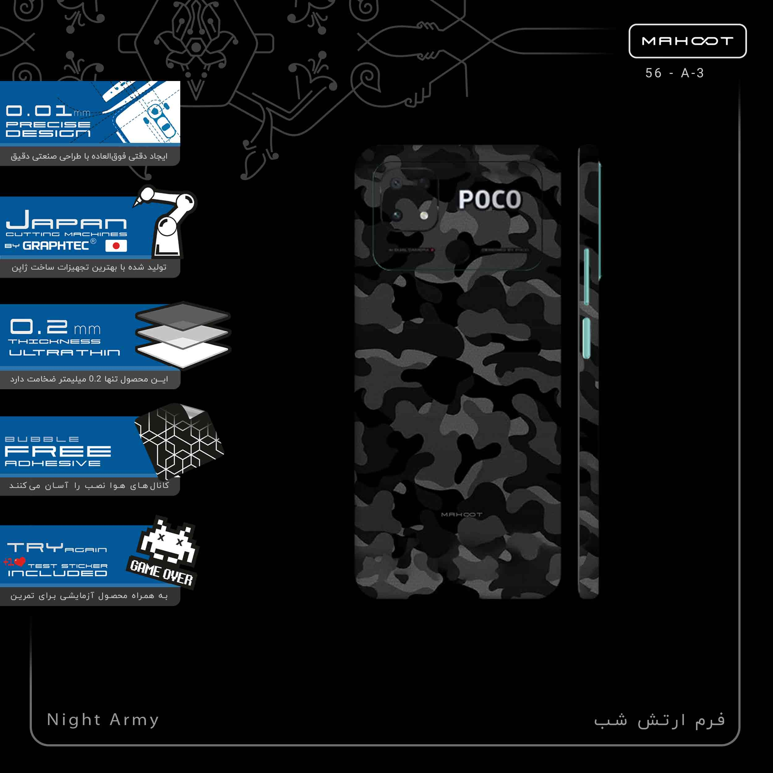 برچسب پوششی ماهوت مدل Night_Army-FullSkin مناسب برای گوشی موبایل شیائومی Poco C40