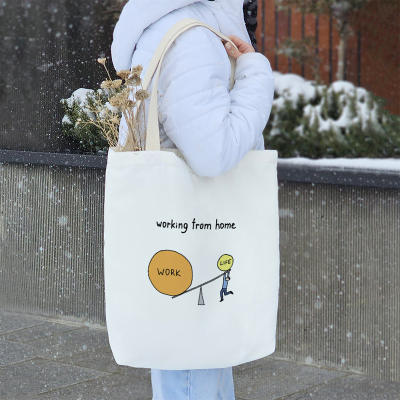 ساک خرید خندالو طرح Working From Home کد 6700