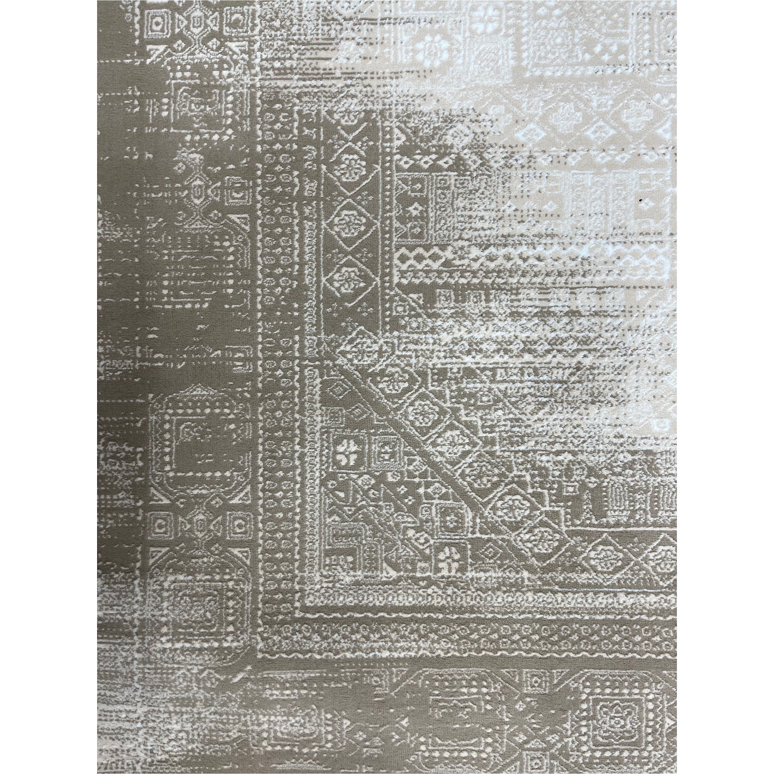 فرش ماشینی 500 شانه زمینه کرم حاشیه نسکافه ای مدل پینترستی مراکشی