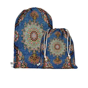 نظم دهنده سفری مدوپد طرح قالی قم ترنجی گلفرنگ مدل C-Ghom174 بسته 2 عددی